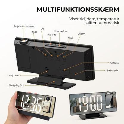 NordVåg™ LED Projektionsvækkeur - Vågn Klarere Hver Dag