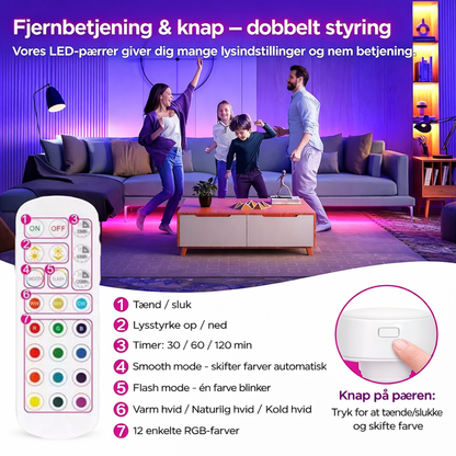 HyggeGlow™  - Trådløs LED-lampe med farver, dæmpning og fuld stemningskontrol