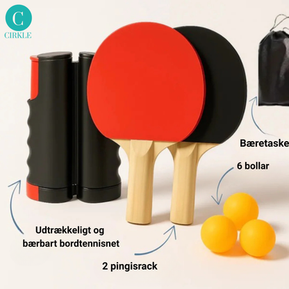 BordBattlen™ – Portabelt bordtennissæt med udtrækkeligt net, bat og bolde