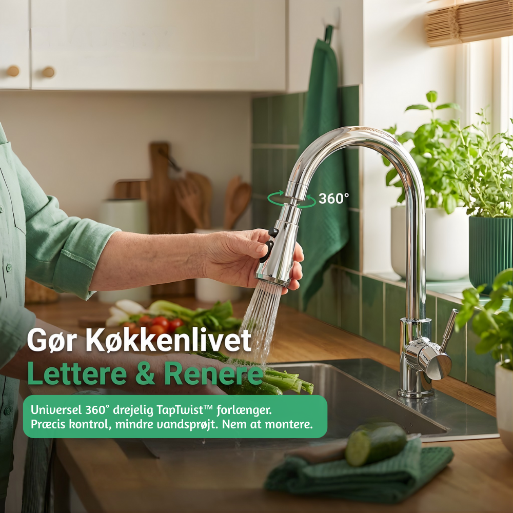 VandFlow™ – Universel 360° Roterende Køkkenhane Forlænger
