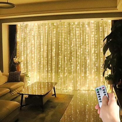 Elegant LED Julgardin - med Timer, 8 Ljuslägen och Fjärrkontroll