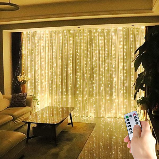 Elegant LED Julgardin - med Timer, 8 Ljuslägen och Fjärrkontroll