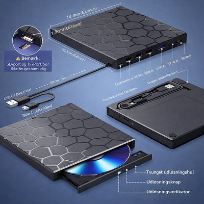 SkivePort™ - Afspil, kopier og gem – alt samlet i én 8-i-1 løsning