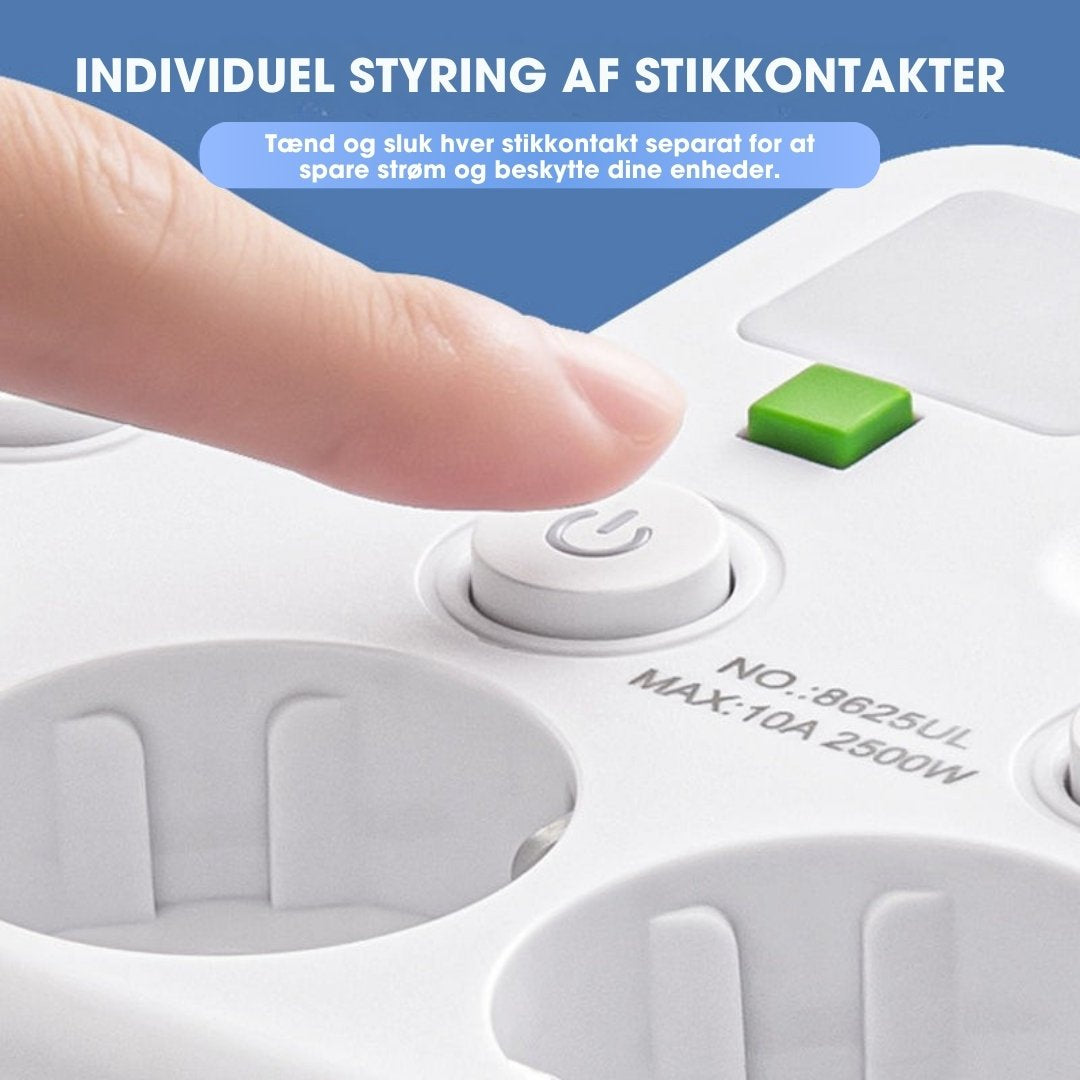 StrømHub™ – Alt-i-én stikdåse med USB-opladning og blødt natlys