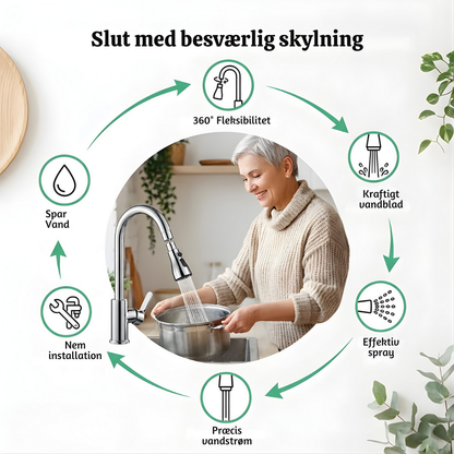 VandFlow™ – Universel 360° Roterende Køkkenhane Forlænger