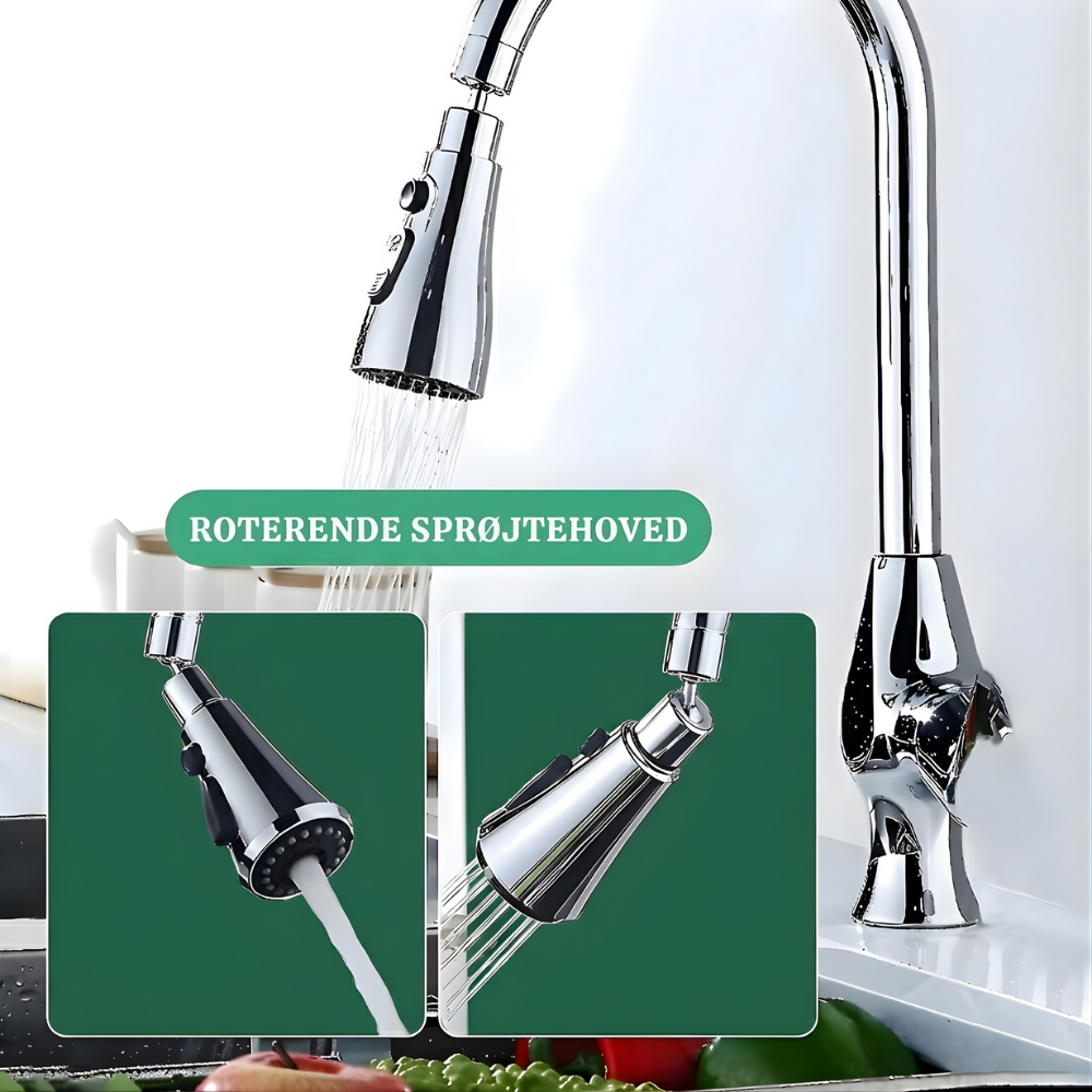 VandFlow™ – Universel 360° Roterende Køkkenhane Forlænger