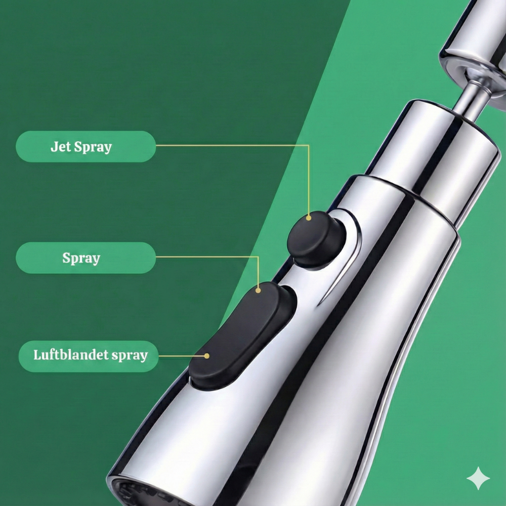 VandFlow™ – Universel 360° Roterende Køkkenhane Forlænger