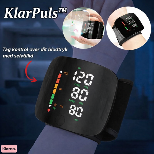 KlarPuls™ | Sikker kontrol over dit blodtryk – blodtryksmåler til håndled