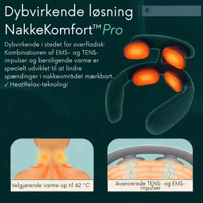 NakkeKomfort™ Pro - Ergonomisk nakkemassasje med varme og EMS-stimulation