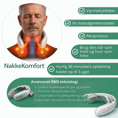 NakkeKomfort™ Pro - Ergonomisk nakkemassasje med varme og EMS-stimulation