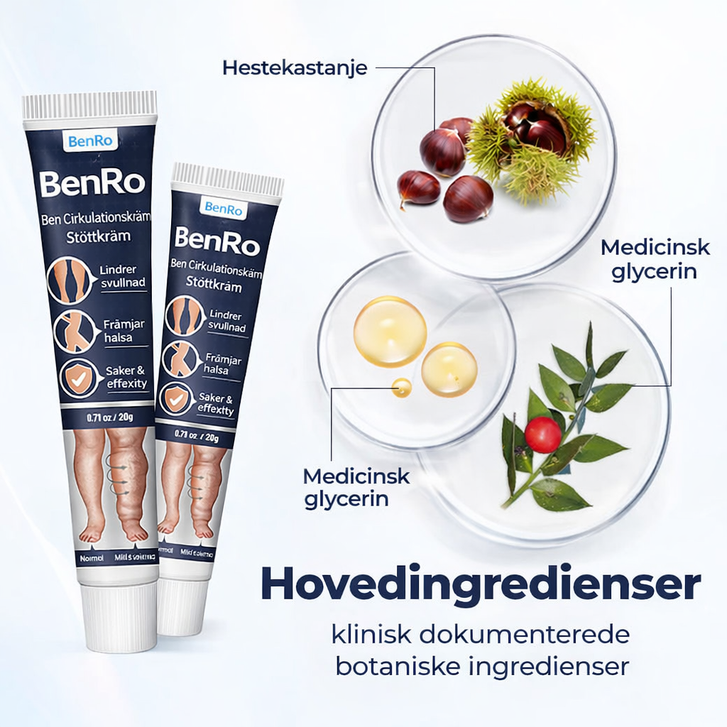 BenRo™ – Lindrende bencreme til lette ben og bedre blodcirkulation
