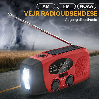 NødRadio™ – Multifunktionel solcelledrevet nødradio med oplader