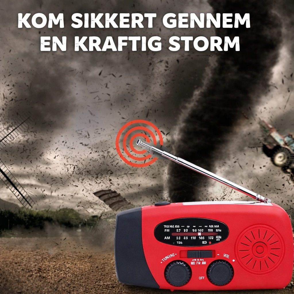 NødRadio™ – Multifunktionel solcelledrevet nødradio med oplader