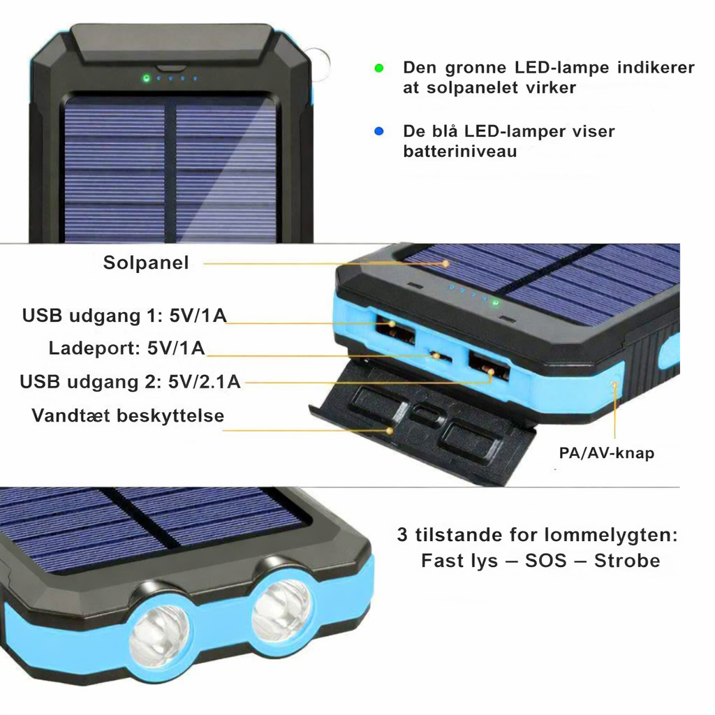 SolKraft™ – Solcelle-Powerbank