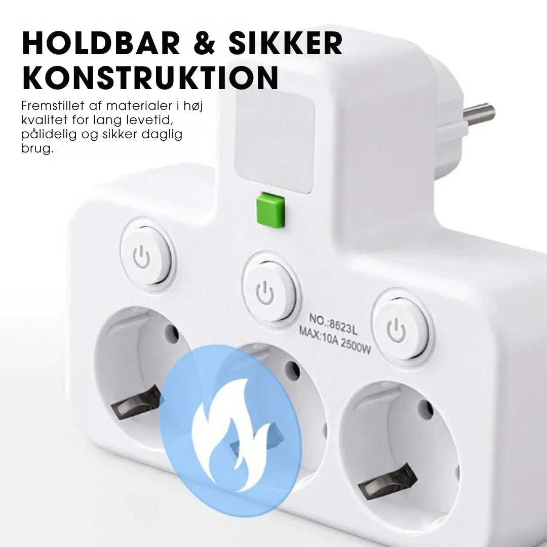 StrømHub™ – Alt-i-én stikdåse med USB-opladning og blødt natlys