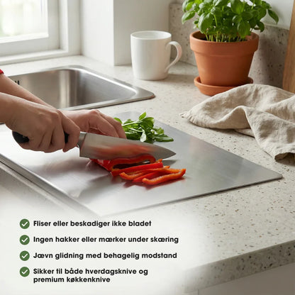 NordSkær™ – Hygiejnisk Skærebræt i Rustfrit Stål