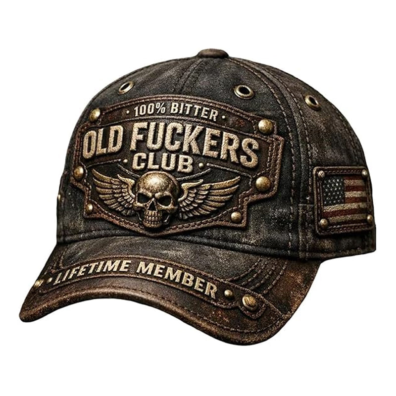 Old Fuckers Club™ Vintage Kasket – Rå Stil & Humor